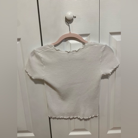 White ruffle T from brandy Melville! - Picture 3 of 3